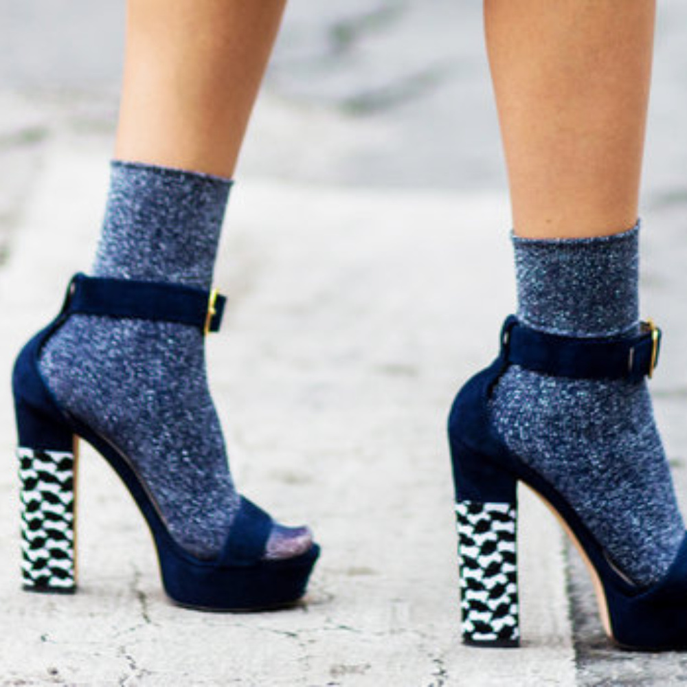 Blue Patterned Platform Pumps - Picture 1 of 1